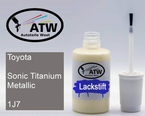 Toyota, Sonic Titanium Metallic, 1J7: 20ml Lackstift, von ATW Autoteile West.